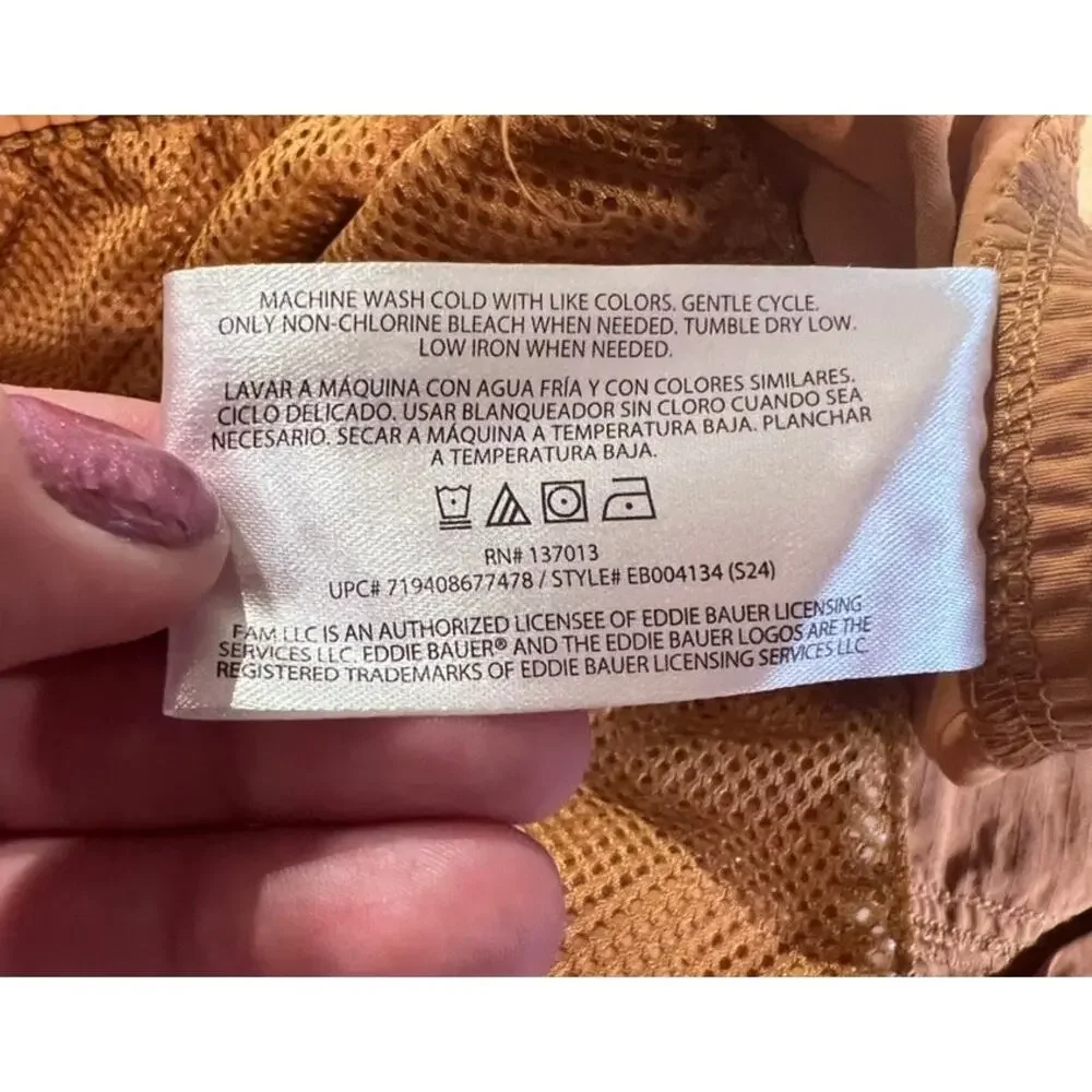 Eddie Bauer Nylon Active Shorts Sz XL Camel Tan Gorpcore Outdoor Hiking Comfort